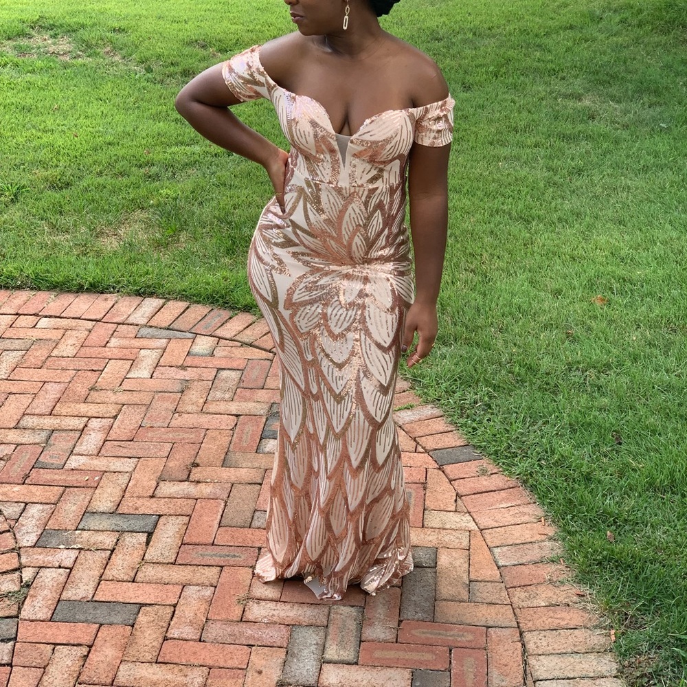 Rose gold/ Champagne Sequin Mermaid Gown